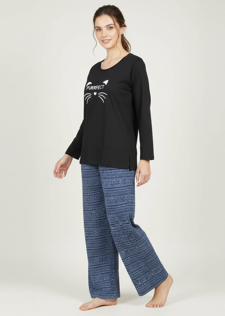 Wide Leg Pyjamas with Cozy Print