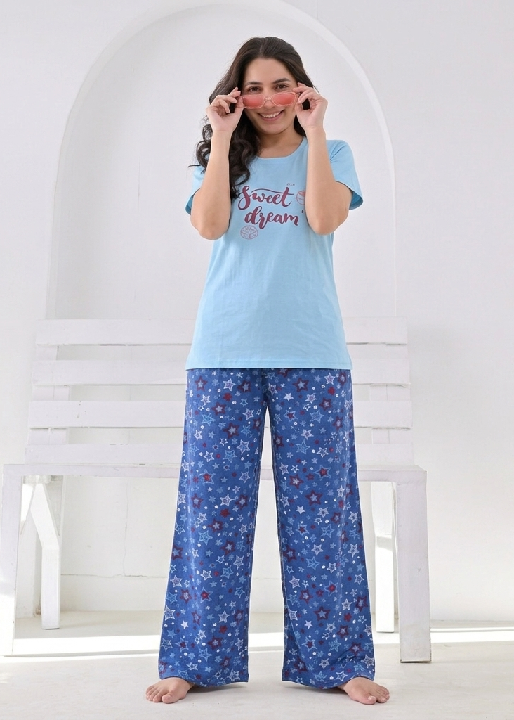 Star Print Wide Leg Pjs