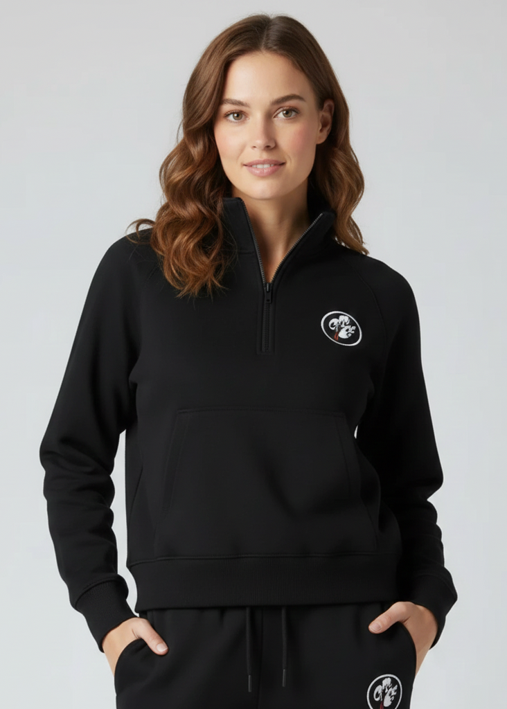 Activewear Black Quarter-Zip Top with Pockets