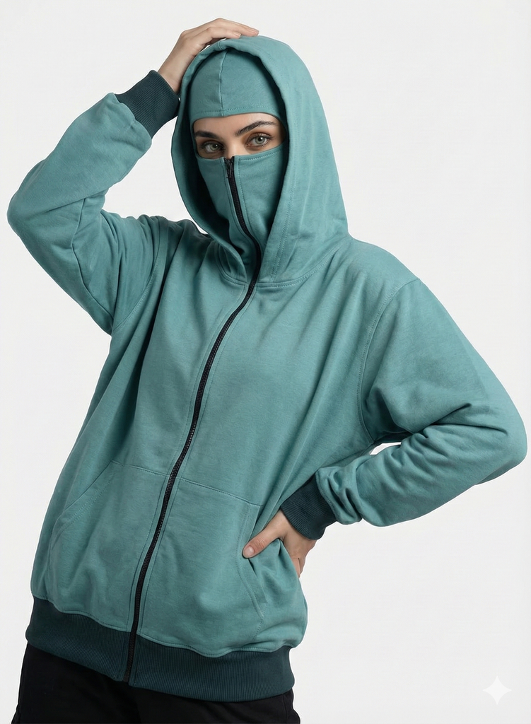 Balaclava Ninja Zipper Hoodie For Women