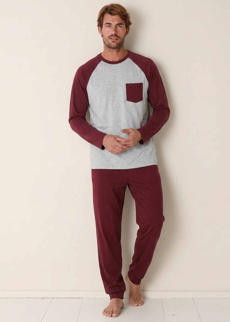 Cozy Two-Tone Raglan Pajama Set