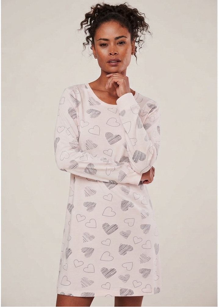 Heart Print Long Night Shirt