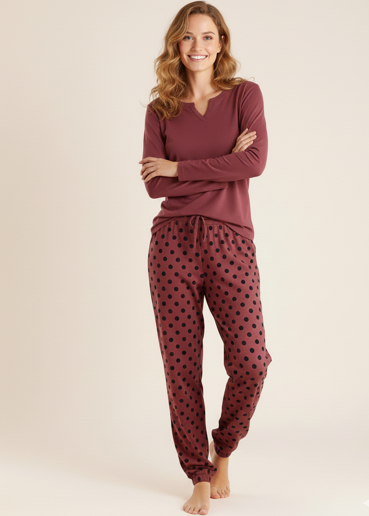 Brown Dotted Pj Set