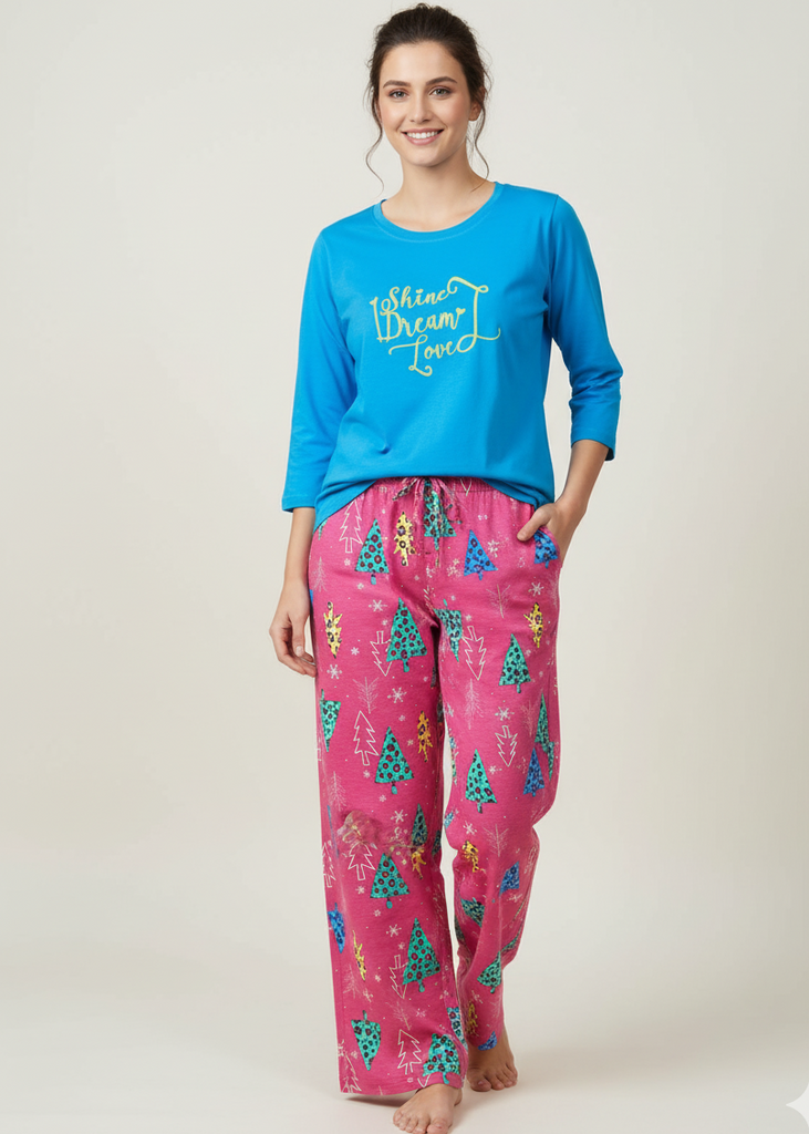 Wide Leg Pyjamas with Cozy Print