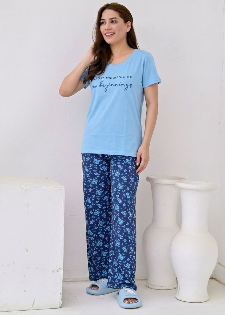 Floral Print Wide Leg Pjs