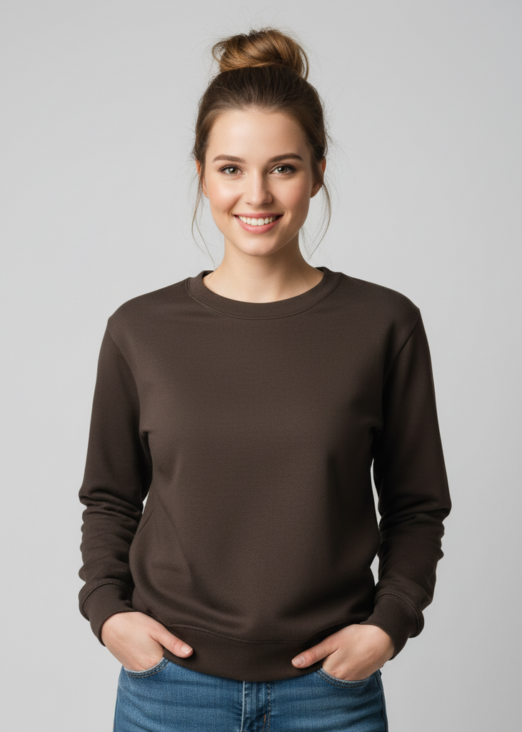Women's Crewneck Oversized Sweatshirt (Brown)