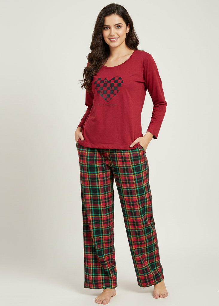 Wide Leg Pyjamas with Checkered Print