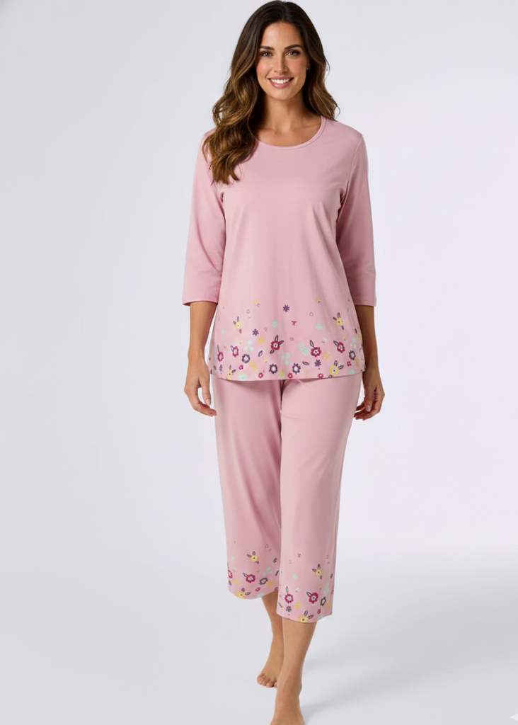 Floral Print Capri Pajama Set