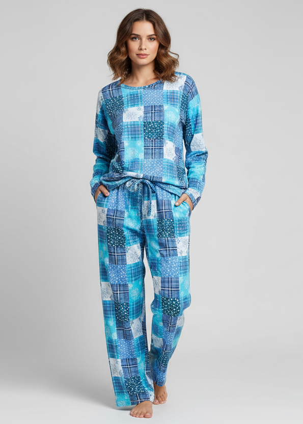 Wide Leg Pyjamas with Patchwork Print