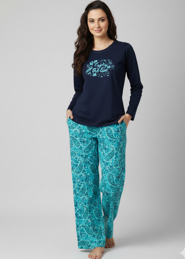 Wide Leg Pyjamas with Paisley Print