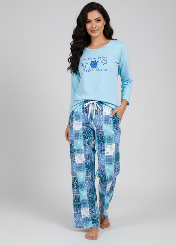 Wide Leg Pyjamas with Checkered Print