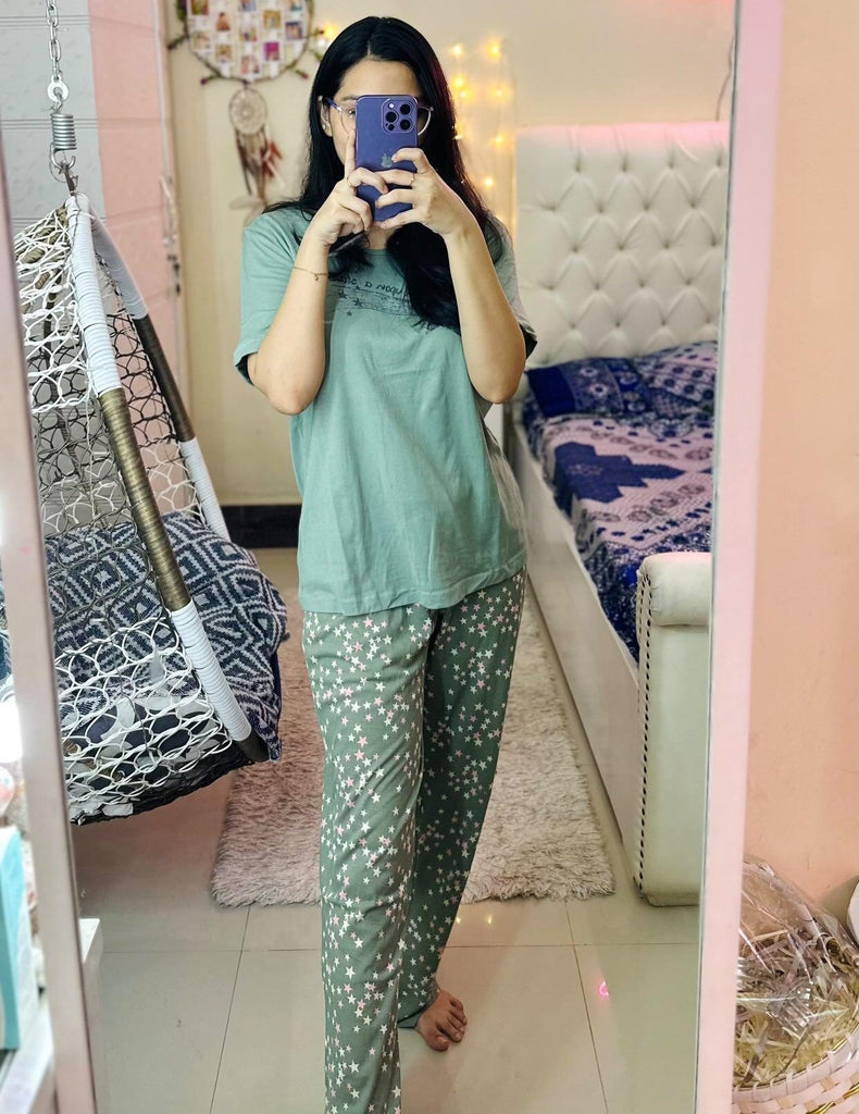 Star Print Pajama Set (Sea Green)