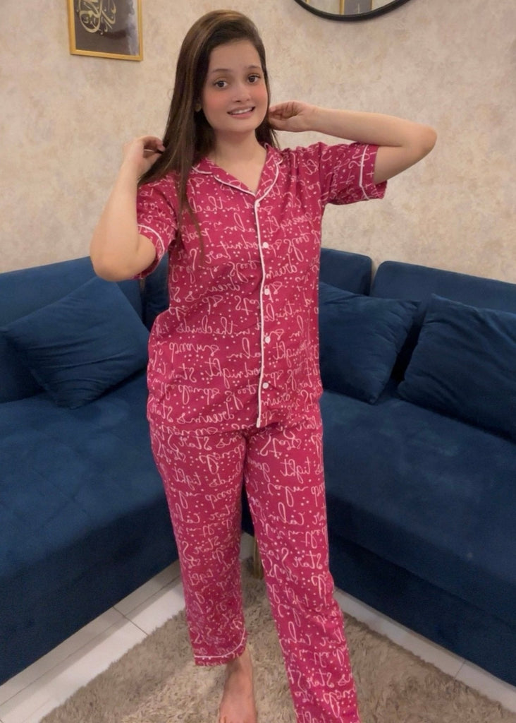 Pink Letter Print Pjs