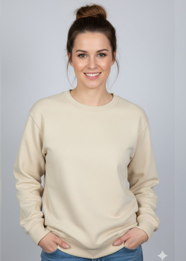 Women's Crewneck Oversized Sweatshirt (Beige)