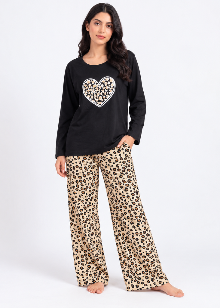 Wide Leg Pajamas with Animal Print
