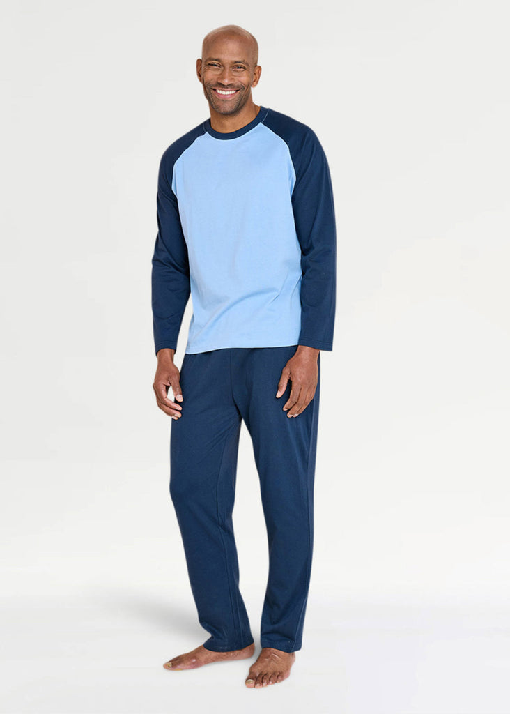 Classic Blue Henley Men's Sleepwear Set