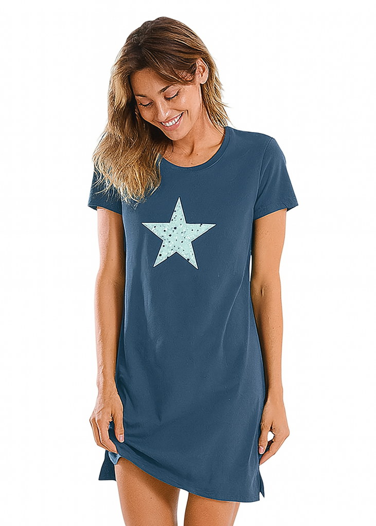 Star Print Nightshirt Blue