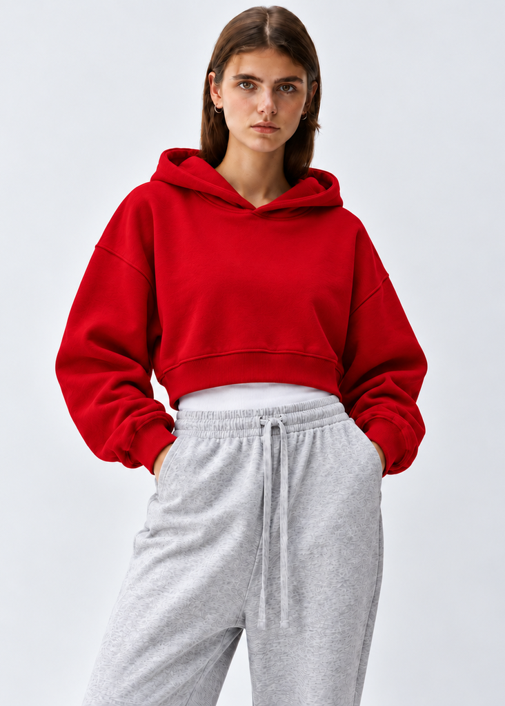 Oversized Cropped Hoodie Sweatshirt