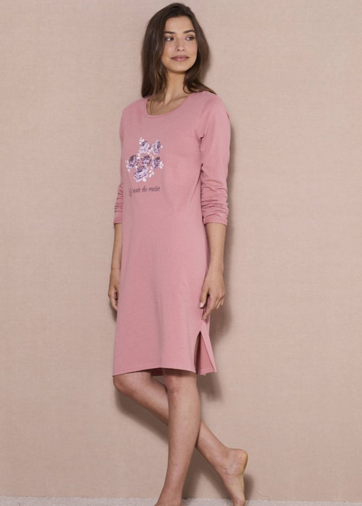 Printed Nightgown with long sleeves