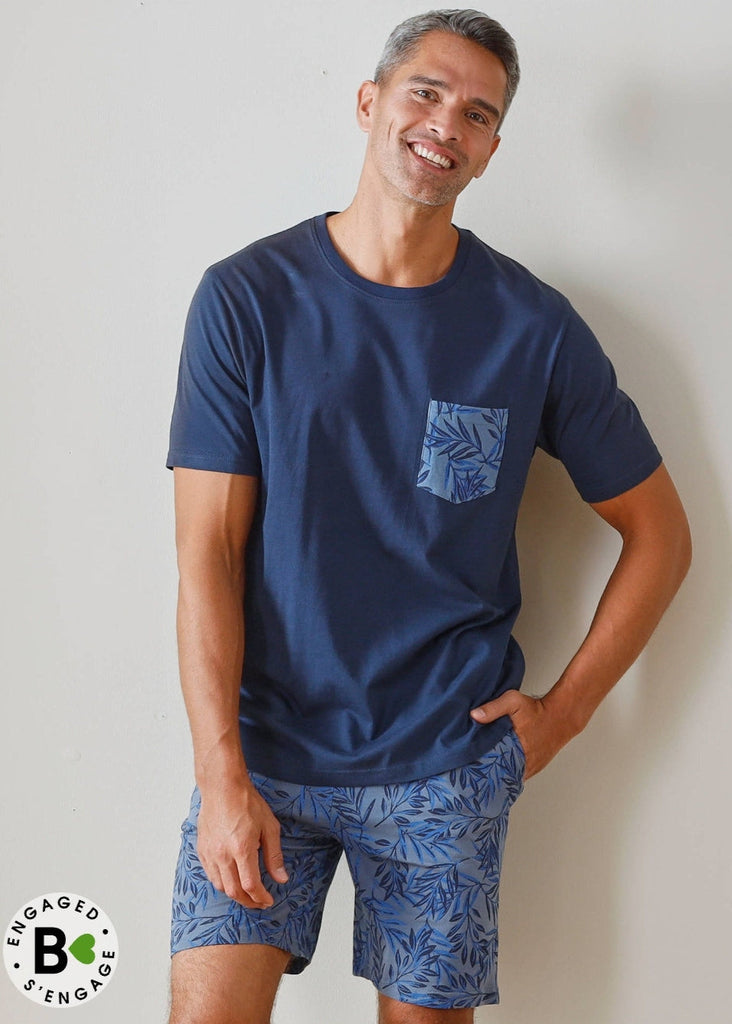 Short sleeve fancy cotton short pajamas