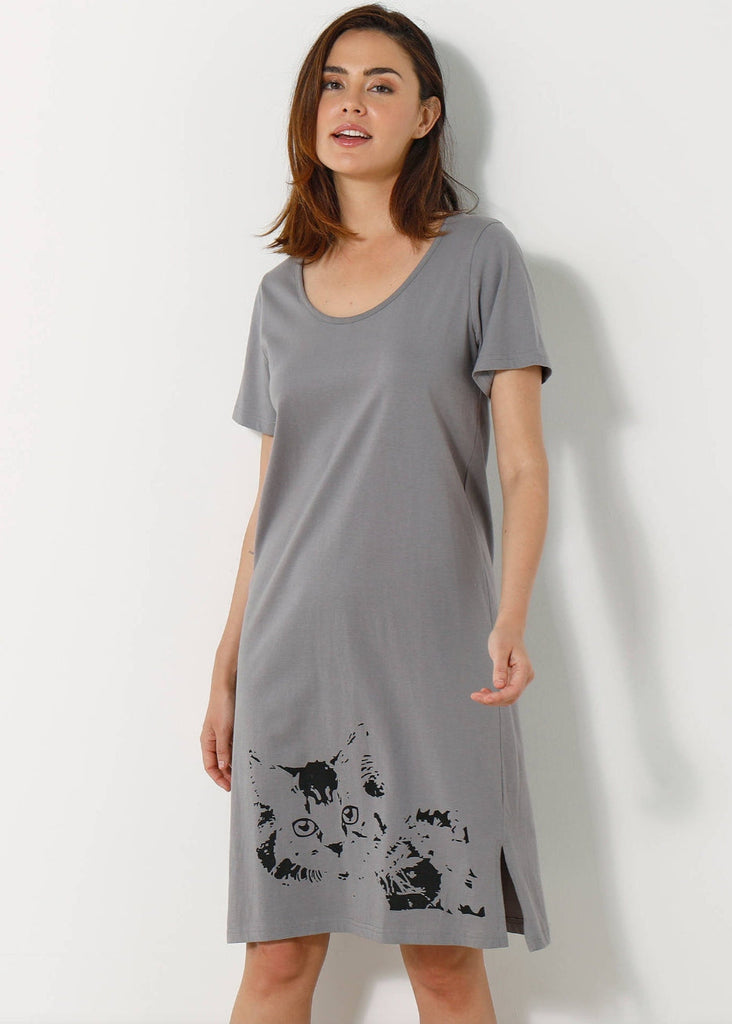 Short Sleeve Nightdress (Grey)