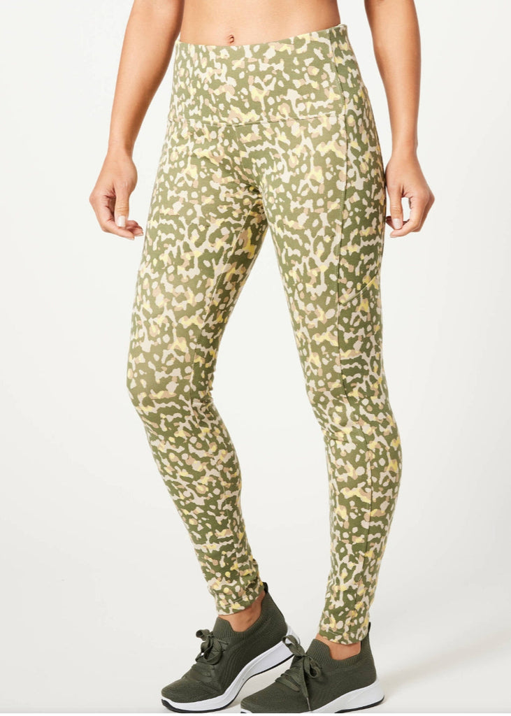 Olive Green Camo Print Active Leggings