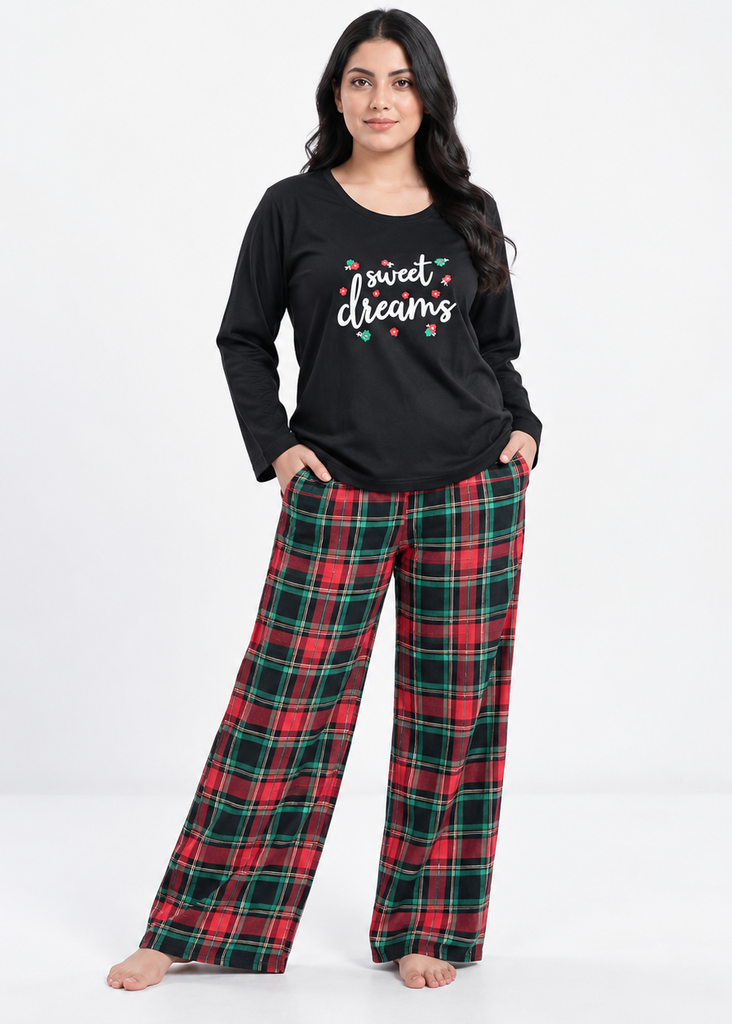 Wide Leg Pajamas with Checkered Print