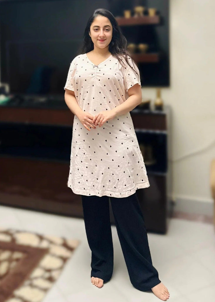 Flatter wide leg Trouser With Long Shirt