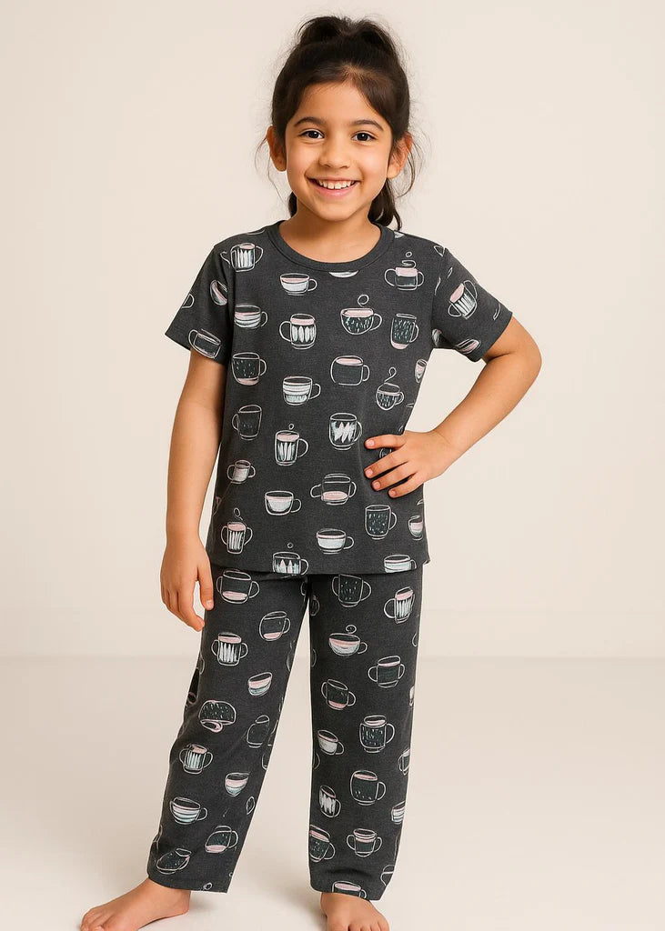 Coffee O’Clock Printed Kids Night Suit