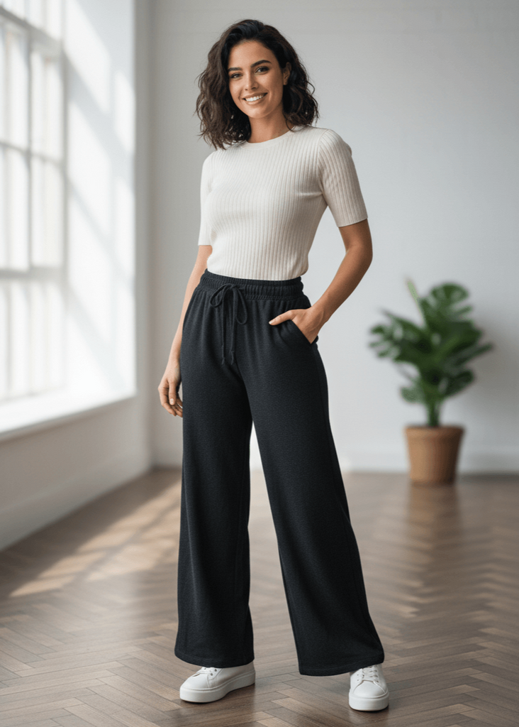Women's Black Wide-Leg Trouser