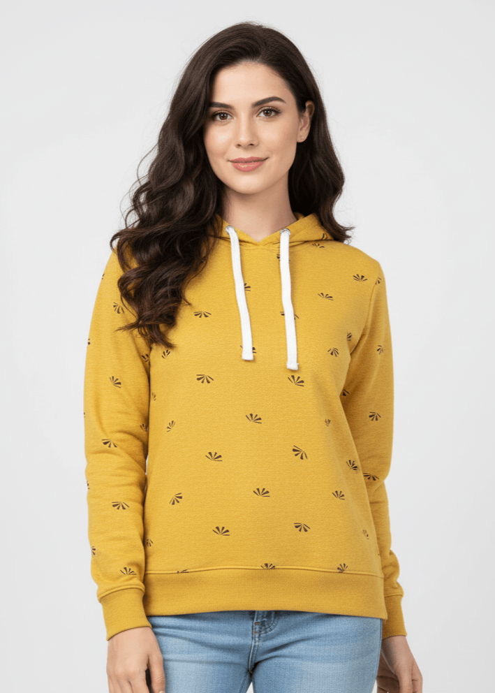 Printed sweatshirt with fleece hood