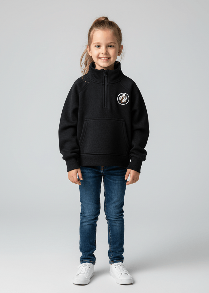 Kids Black Half-Zip Crop Sweatshirt