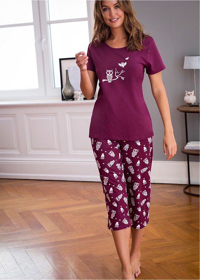 Maroon Owl Print Pjs